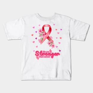 We are Stronger Than Cancer, Breast Cancer Awareness Month, In October We wear Pink Ribbon Kids T-Shirt